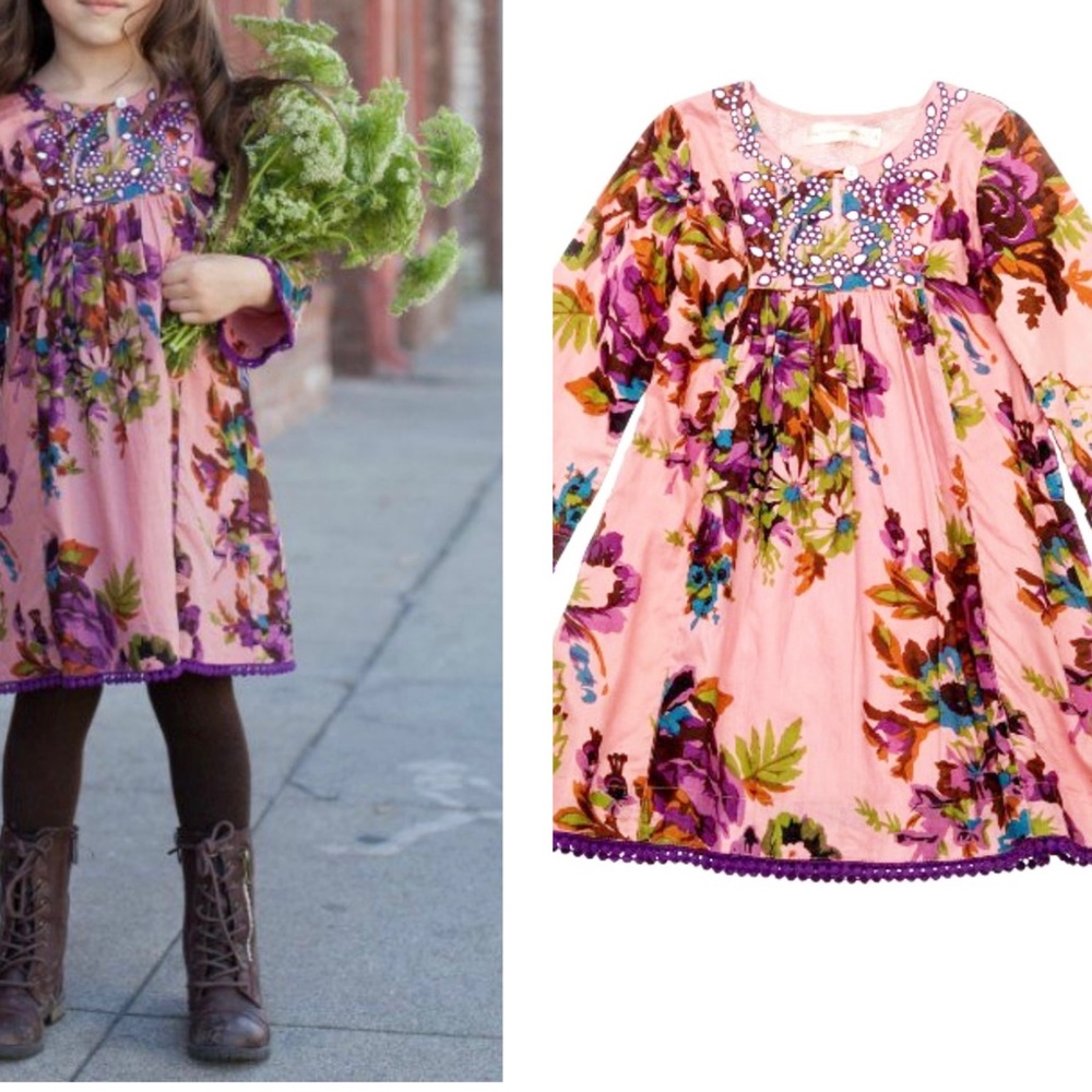 cupcake & pastries Floral Boho Tunic Dress Spring Summer Vibrant Colors